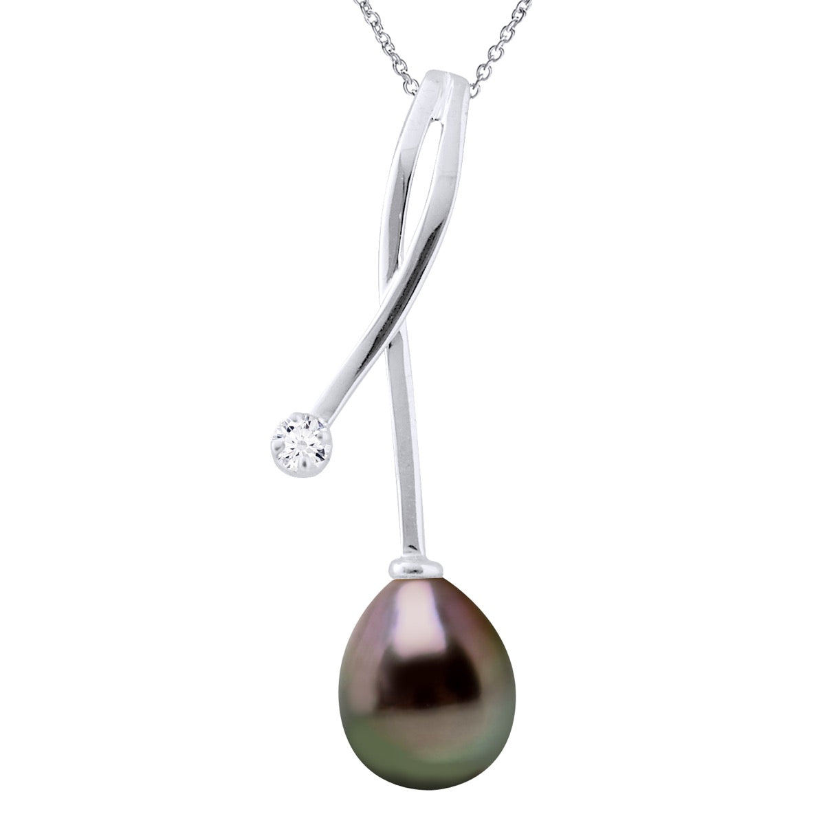 Necklace Jewelry Diamonds 0.02 Cts ( 1X 0.02 Cts) White Gold - Longueur 42 cm