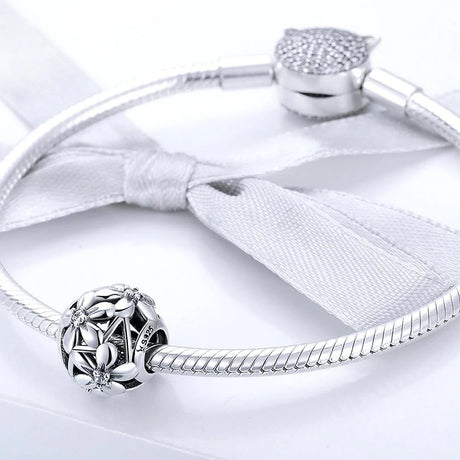 Solid 925 Sterling Silver Daisy Garden CZ Charm