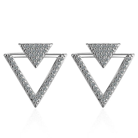 Bullion Gold Inverted Pyramid Stud Earrings White Gold