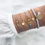Bohemian 5-Piece Charm Bead Bracelet Set