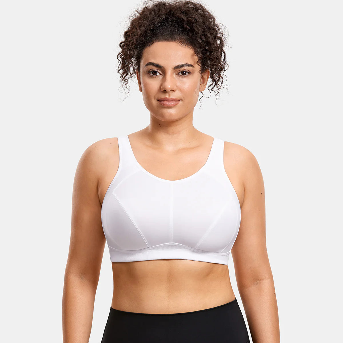 Plus Size High Support Full Coverage Padded Wireless Bra - White