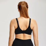Max Comfort Lightweight Mesh Planel Full Cup Sports Bra - Black