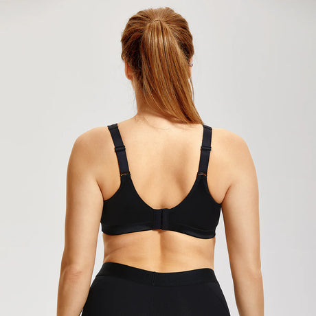 Max Comfort Lightweight Mesh Planel Full Cup Sports Bra - Black