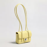 French Chic Pebbled Leather Baguette Bag - Yellow