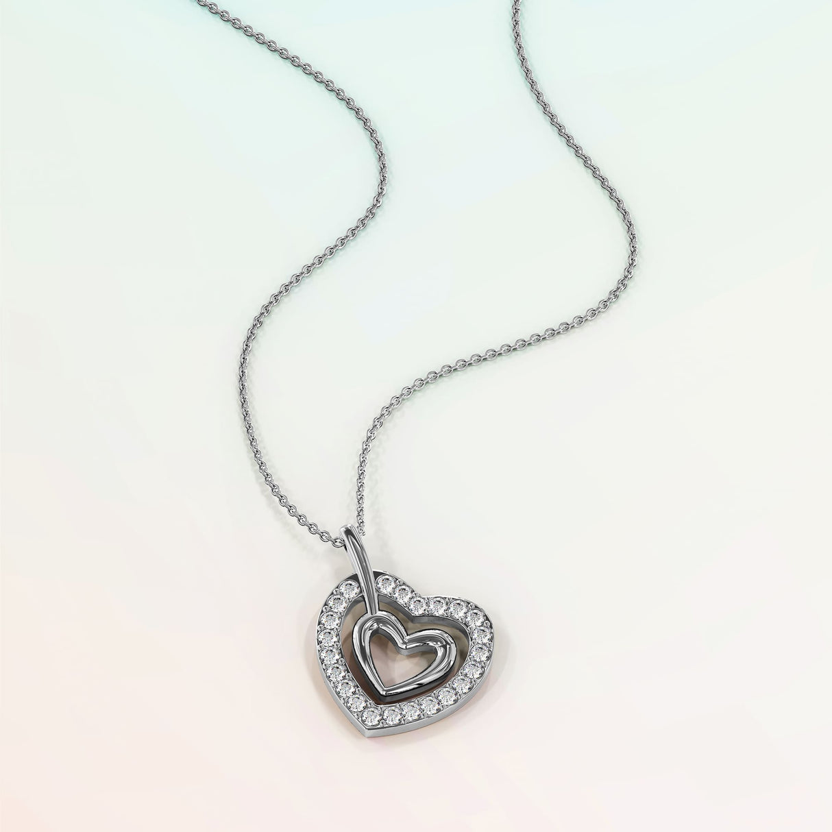 Krystal Couture Heart In Heart Necklace Embellished with SWAROVSKI Crystals