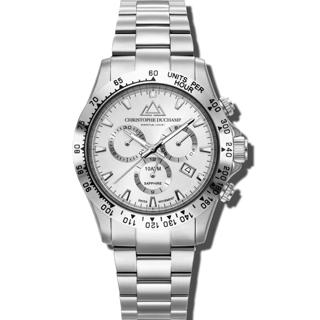 Christophe Duchamp Grand Mont - Silver Dial & 316L Stainless Steel Strap