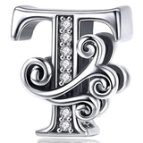 Solid 925 Sterling Silver Vintage Inspired Antique Alphabet Charm