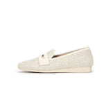 Versatile Soft Sole Slip On Tweed Loafers - Ivory