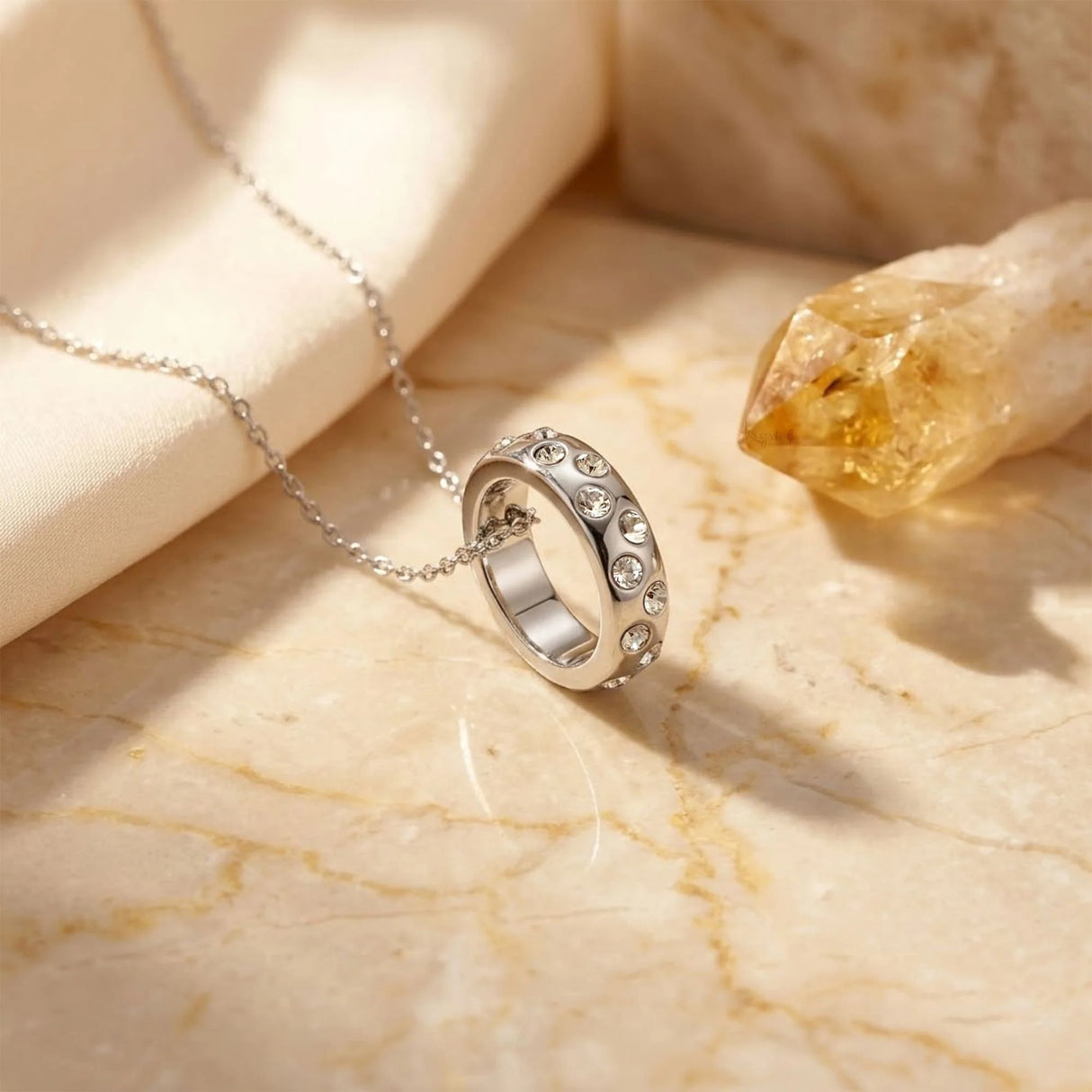 Krystal Couture Ecliptic Pendant Necklace in White Gold Adorned with SWAROVSKI Crystals