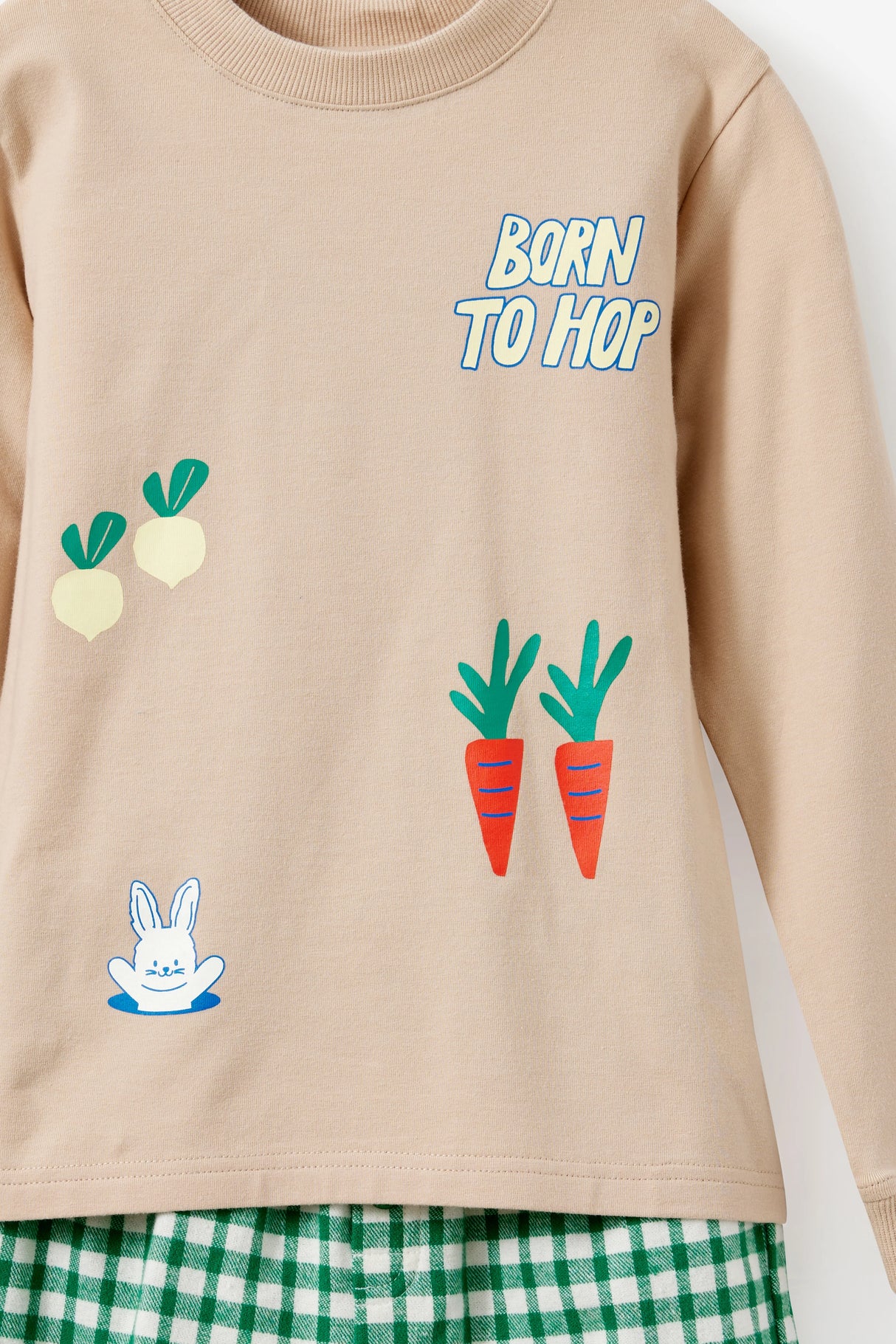 Cotton On Kids Cute Bunny Long Short Pj Set - Latte Cream/ Born To Hop