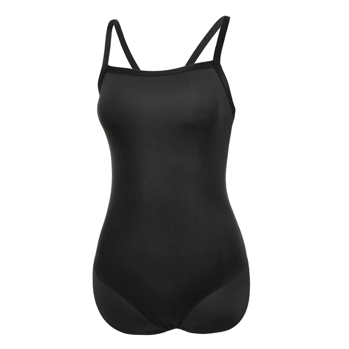Sleek Solid Elite Training Athletic One Piece Swimsuit - Black