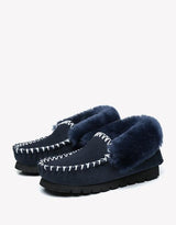 Popo Cow Suede Moccasin in Navy Blue