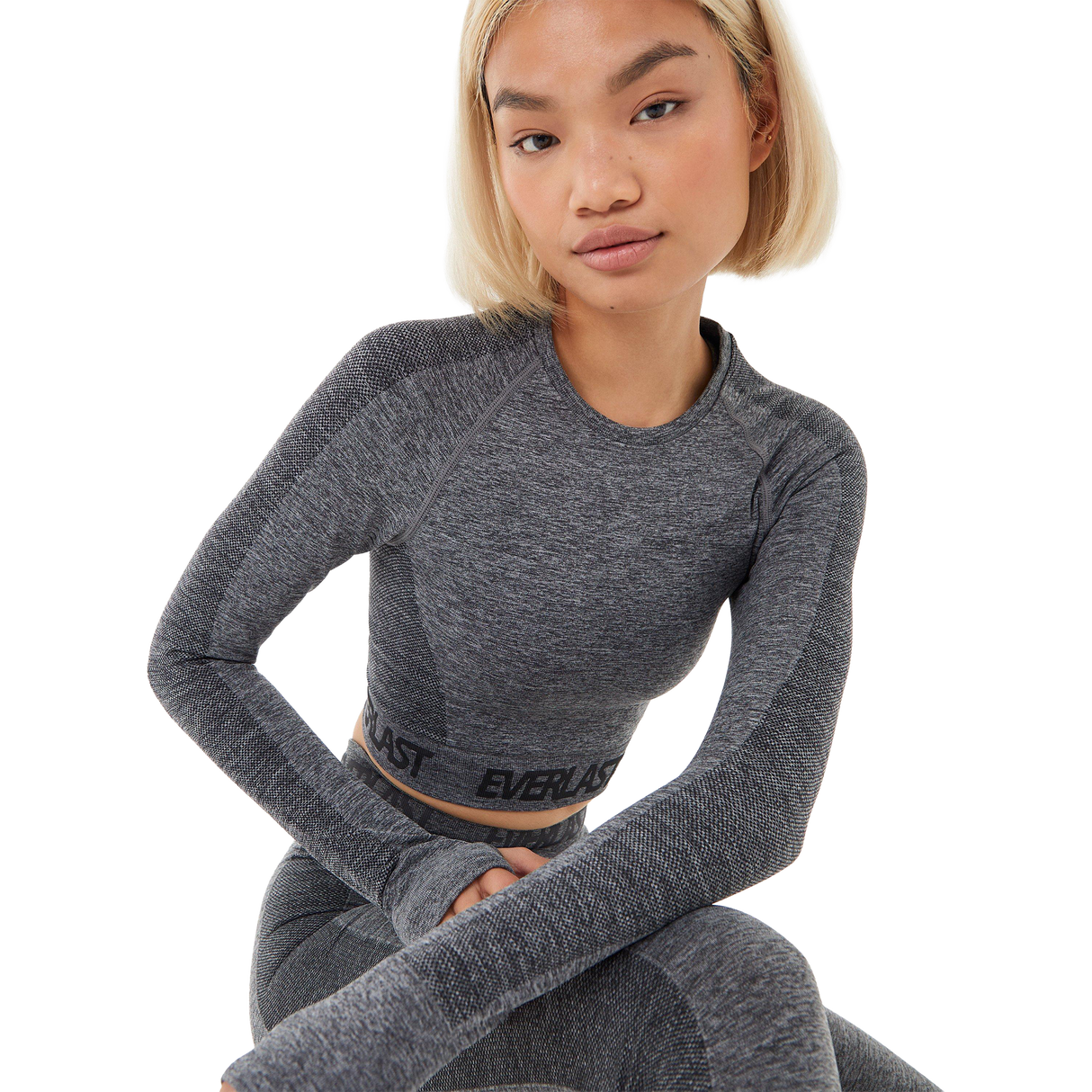 Everlast Women's Seamless Long Sleeve Crop Top - Charcoal Marl