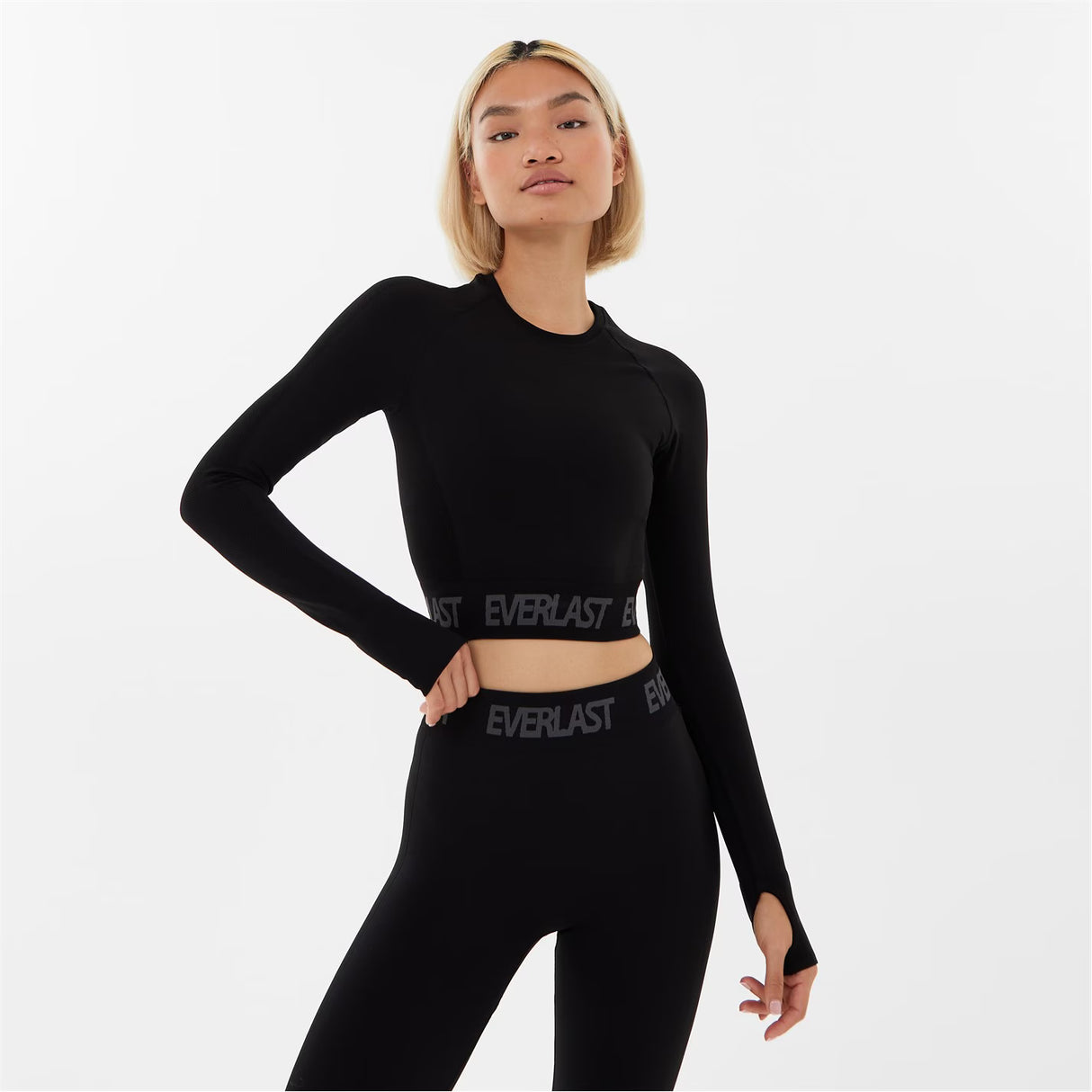Everlast Womens Seamless Long Sleeve Crop Top Womens (Jet Black)