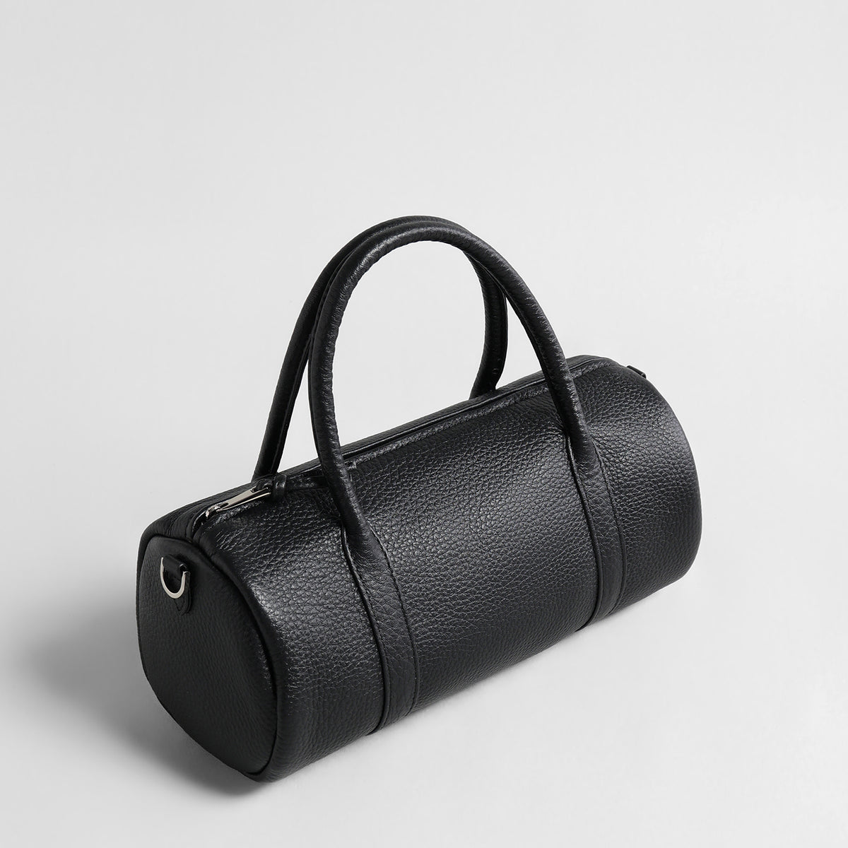 Leather Cylinder Handbag – Convertible Crossbody Bag with Detachable Strap