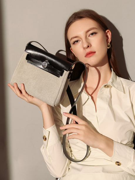 Monet Mini Canvas & Leather Crossbody Bag - Black