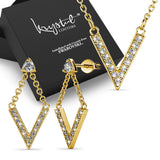 Boxed Luxury V Shaped Gold Set Embellished with SWAROVSKI® Crystals