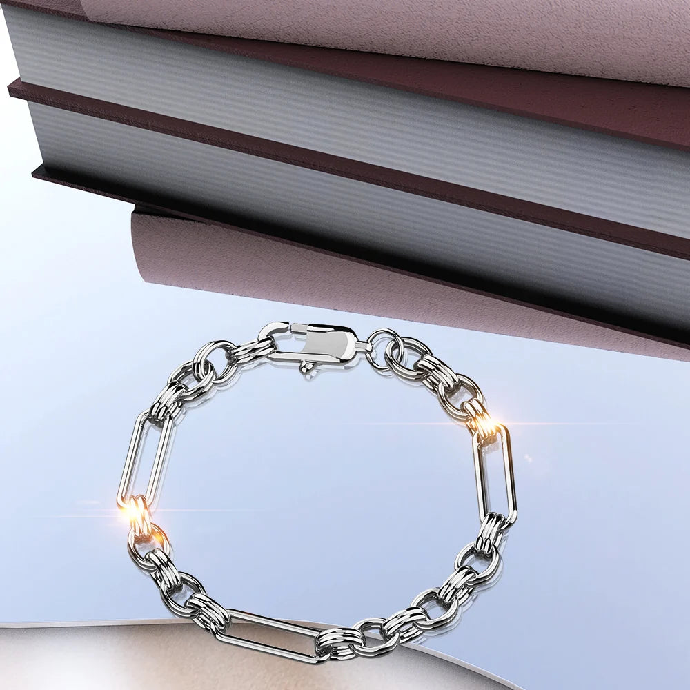 Bullion Gold Roxanne Oval Link Paperclip Chain White Gold Bracelet