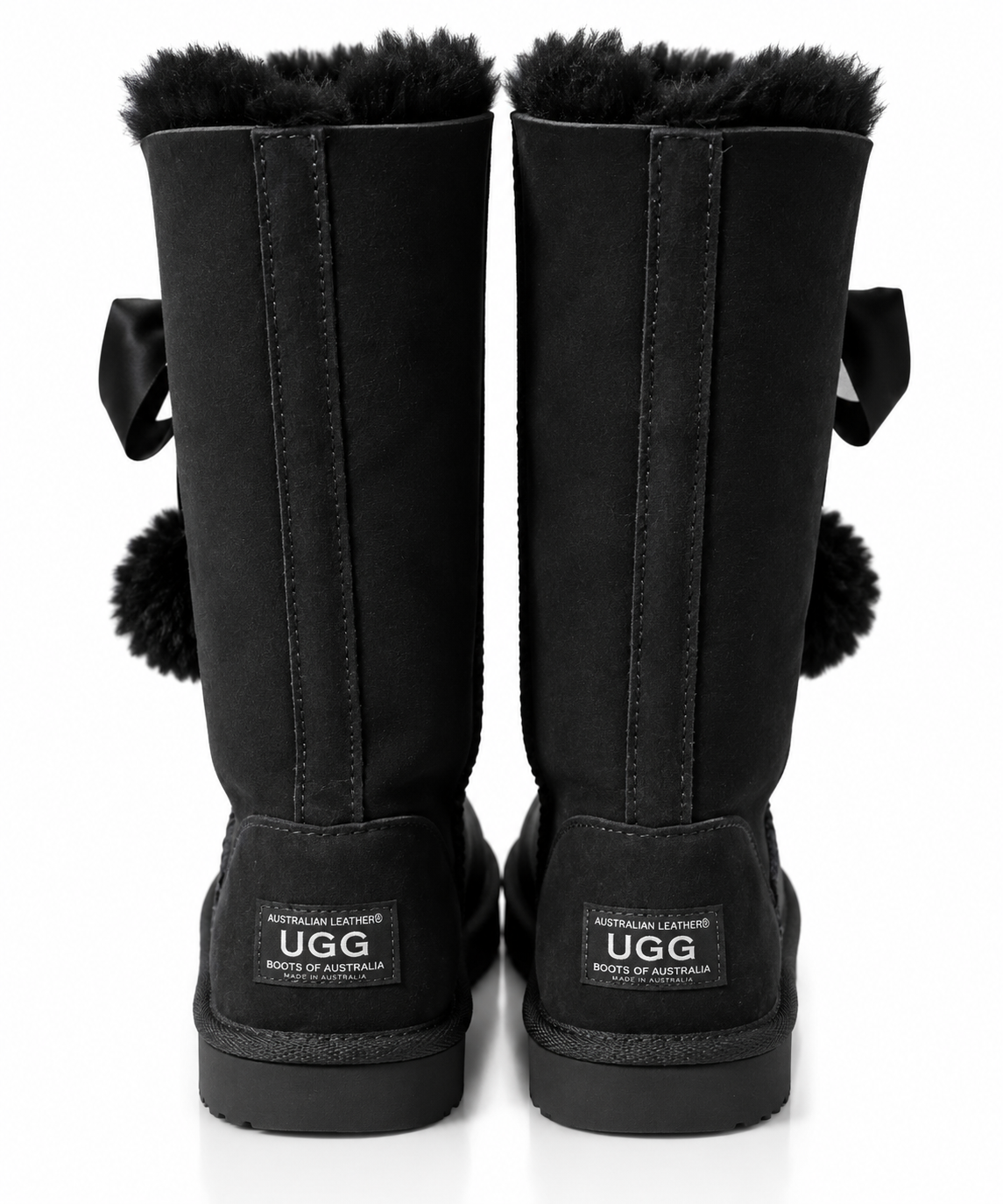 Australian Leather Ugg Classic Long Pom Pom - Black - AU5