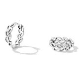 Solid 925 Signature Silver Olive Leaves Arc Earrings