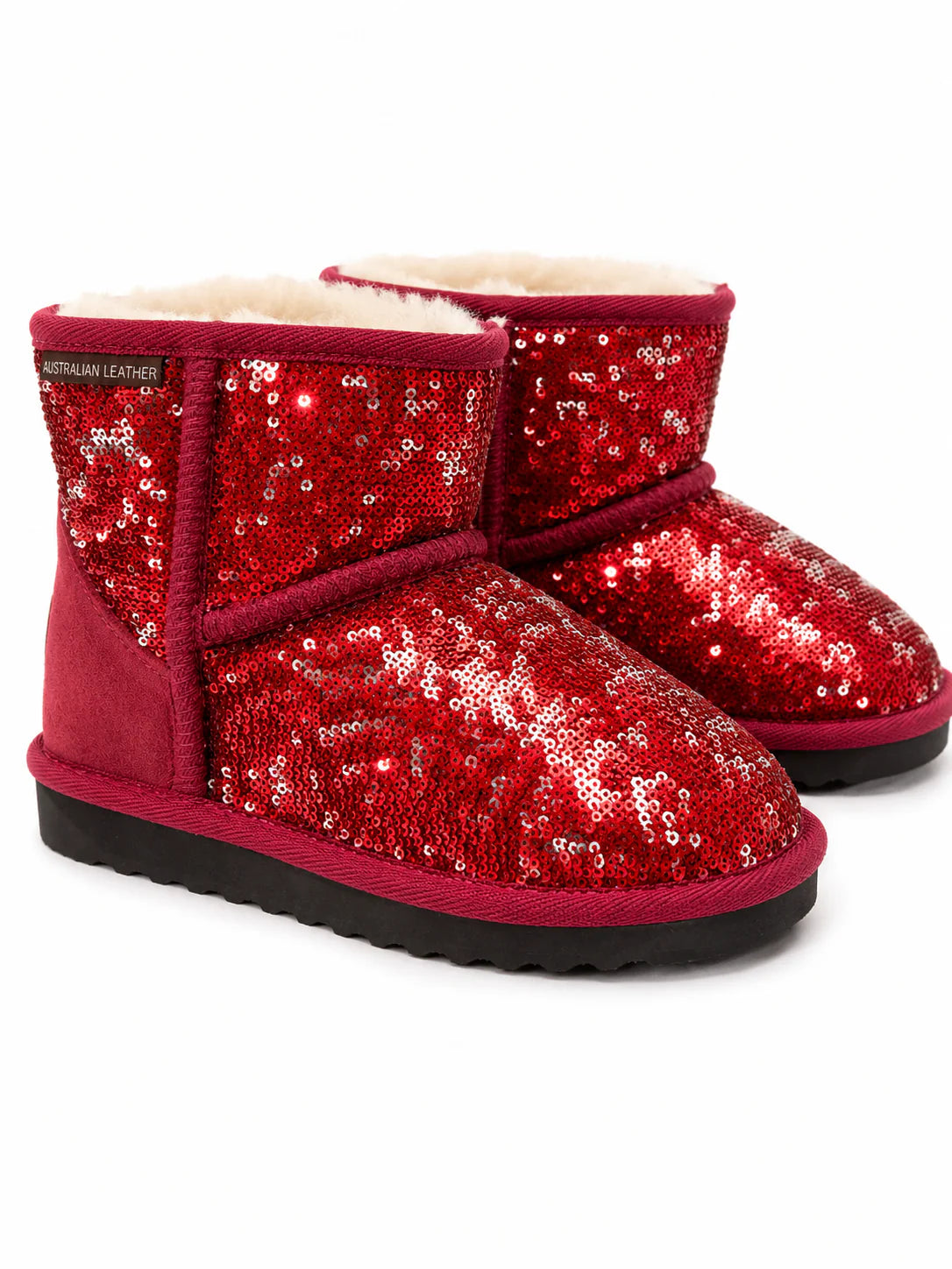 Australian Leather Ugg Mini Sequin Red - AU5