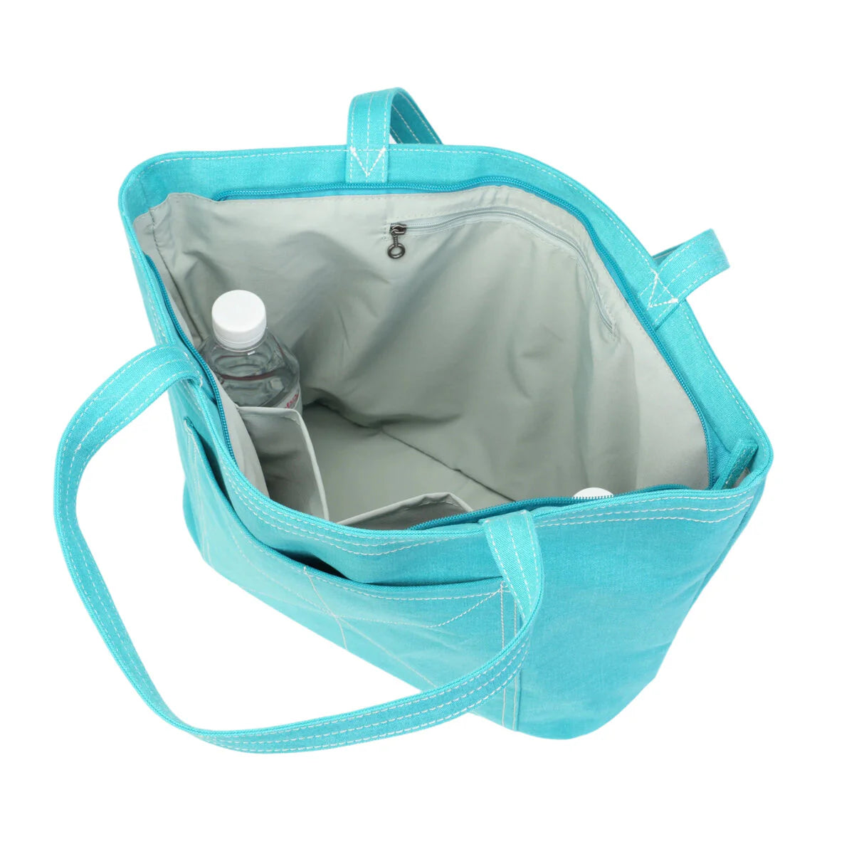 BAMEI Heavy-Duty Canvas Tote Bag with Reinforced Front Pocket & Zip Closure - Blue