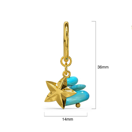 Bullion Gold Turquoise Stone & Star Earrings