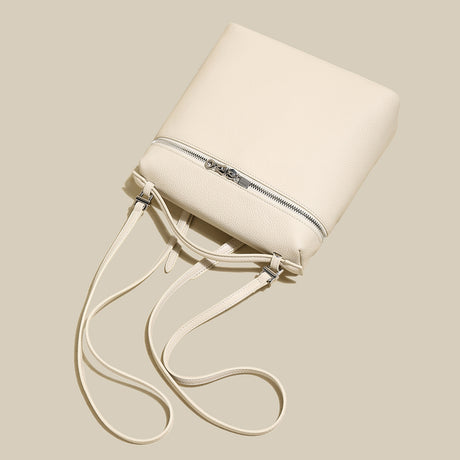 Convertible Pebbled Leather Backpack - Ivory