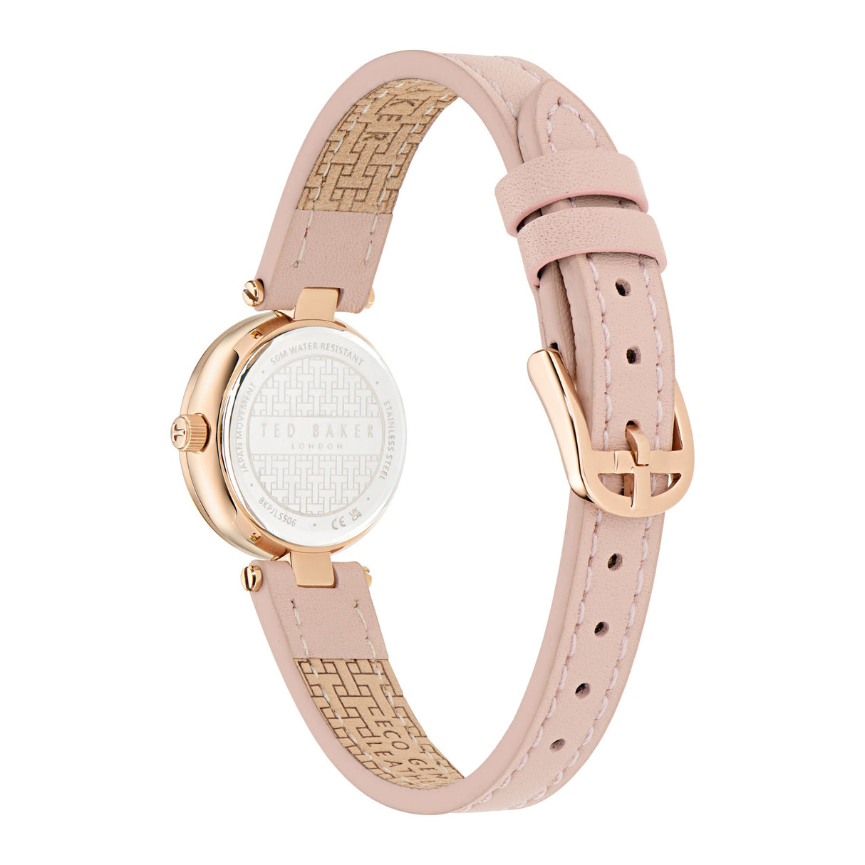 Ted Baker Womens Jolyye Crystal 24mm Rose Gold-Tone Pink Leather Watch