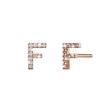 Solid 925 Sterling Silver Glamour Alphabet Letter Earrings Rose Gold