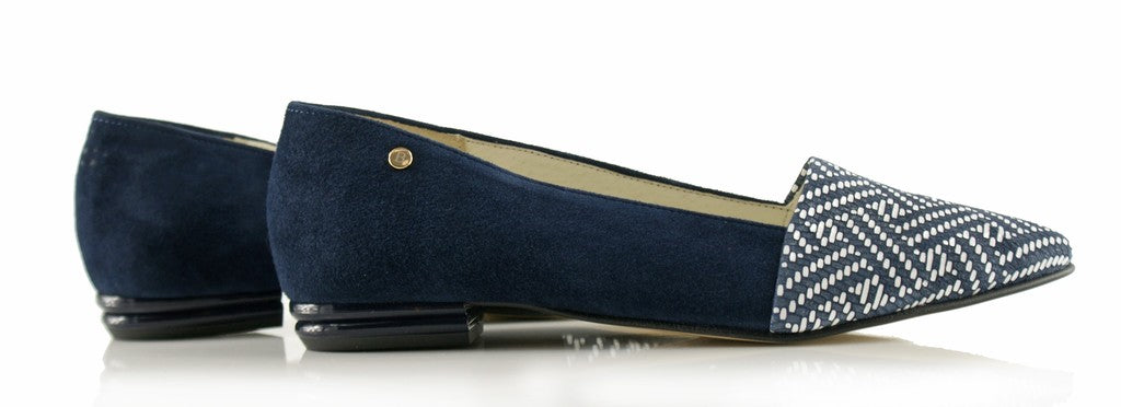 Bosccolo Womens Ballerina - Navy Blue Suede