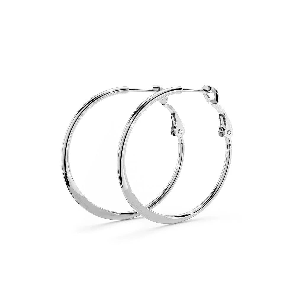 Bullion Gold Semi Flattened Hoop Earrings 30mm