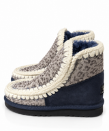 Australian Leather Ugg Mini Leopard Trim Eskimo - Navy - AU5