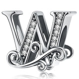 Solid 925 Sterling Silver Vintage Inspired Antique Alphabet Charm