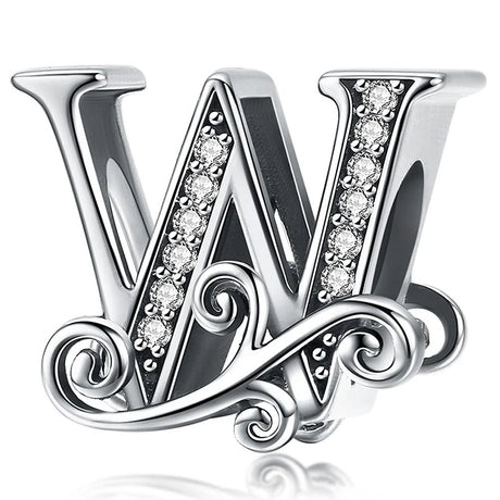 Solid 925 Sterling Silver Vintage Inspired Antique Alphabet Charm