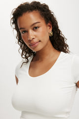 Cotton On Women's Sunday Scoop Short Sleeve - Vintage White