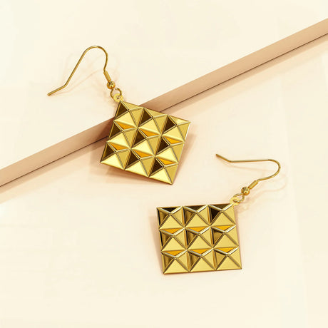 Bullion Gold Fascination Geometric Style Diamond Shape Metallic Earrings Gold