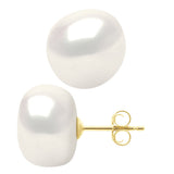 Earrings Yellow Gold - Natural White - Longueur 42 cm