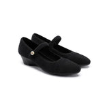 Vintage Tweed Low Heel Mary Jane Shoes - Black