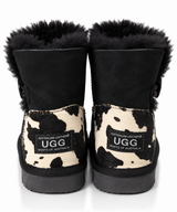 Australian Leather Ugg Mini Cow 1Button - Black - AU5