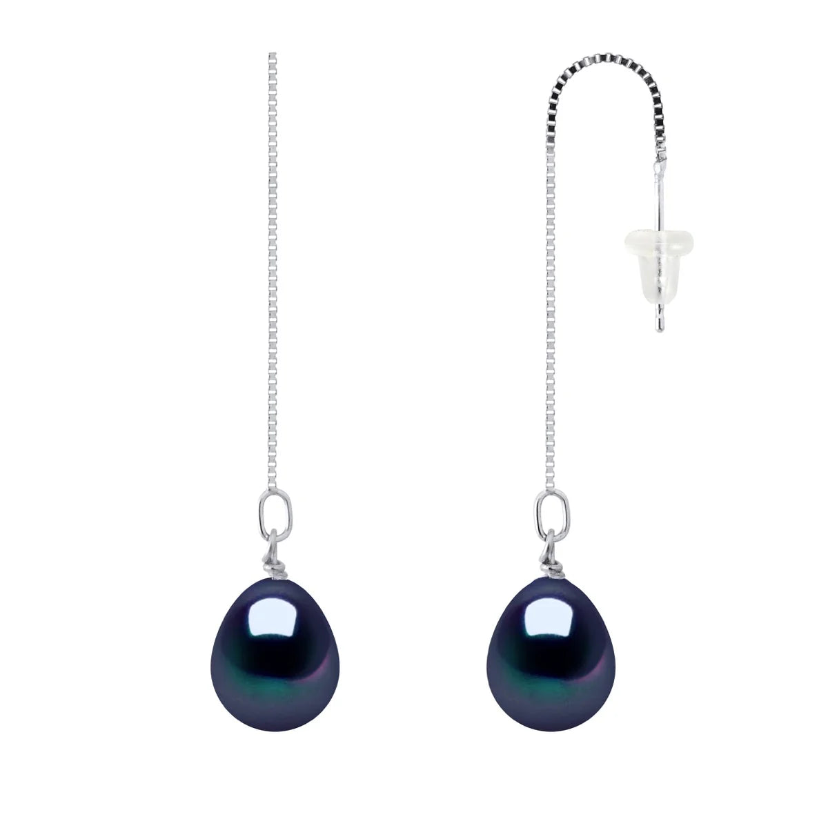 Drop Drop Earrings Freshwater Pearl Black 9-10mm