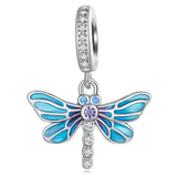 Solid 925 Signature Silver Dragonfly At Disco Charm