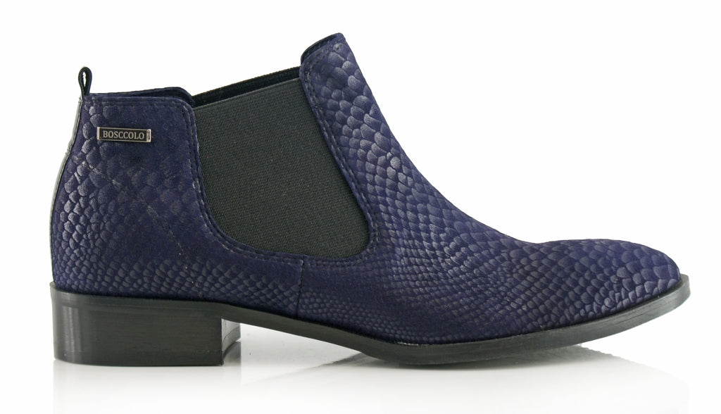 Bosccolo Womens Ankle Boots Aligator - Navy Blue Aligator