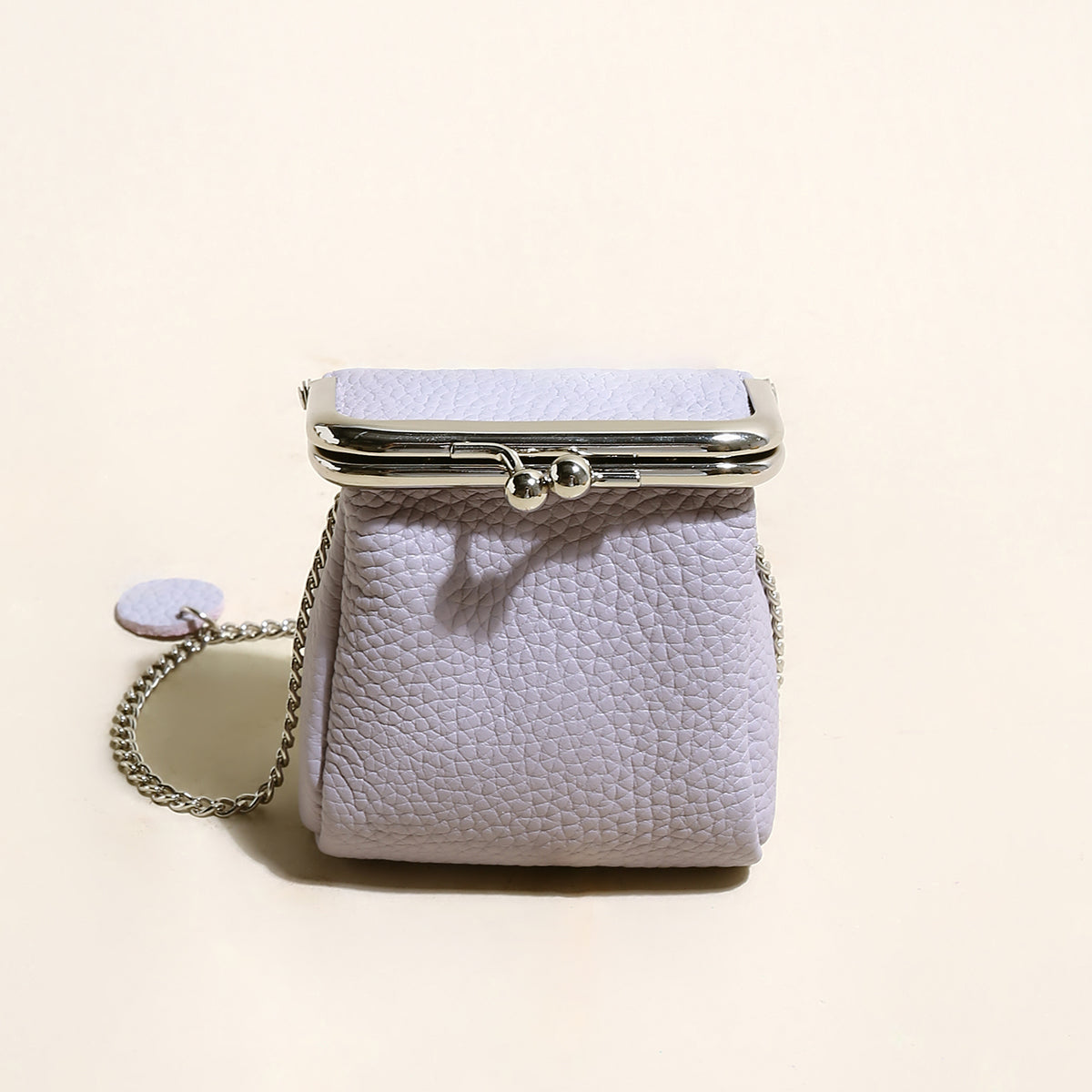 Modern Ball Clasp Wallet with Adjustable Chain Strap - Lilac