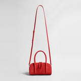 Suede Boston Bag – Curved Top-Handle Shoulder & Crossbody Bag