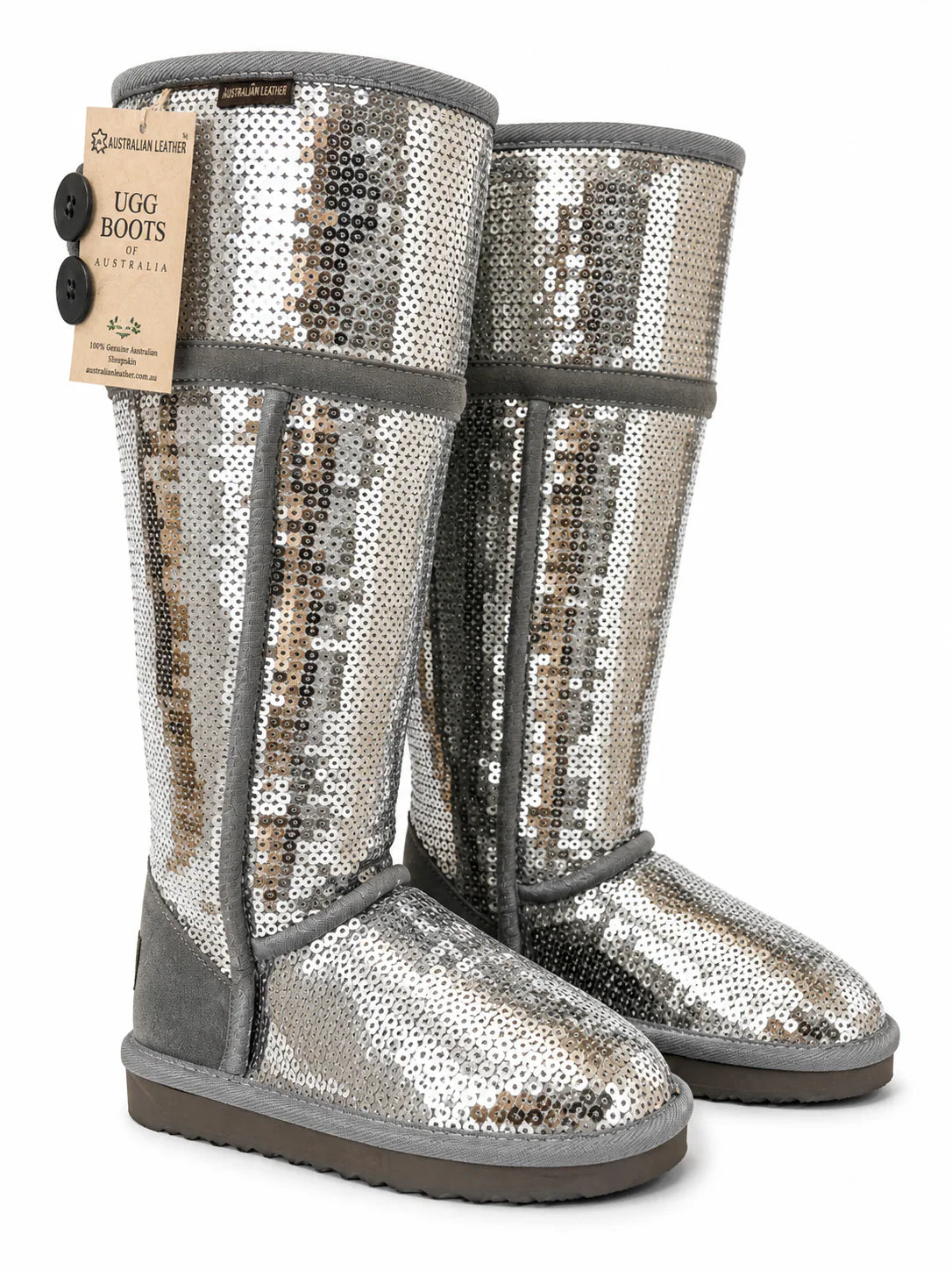 Australian Leather Ugg Long Sequin Silver - AU4