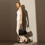 Utilitarian Structured Leather Flap Bag - Black