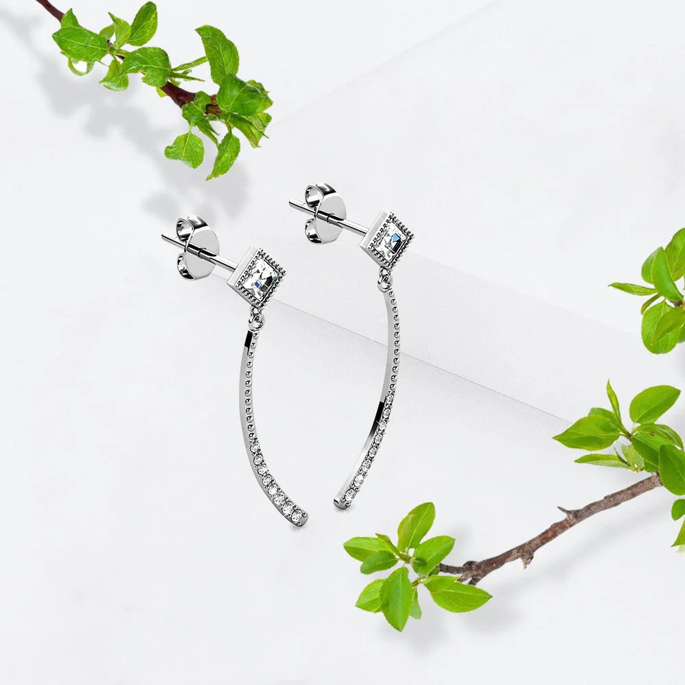 Krystal Couture Elegant White Gold Stud Earrings Embellished with SWAROVSKI Crystals