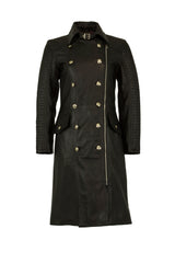 Womens Leather Trench Coat in Black