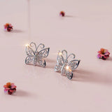 Solid 925 Sterling Silver Butterfly Stud Earrings